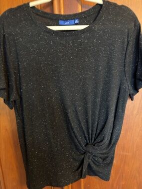 Apt. 9 Black Speckled Short Sleeve Knot Tee